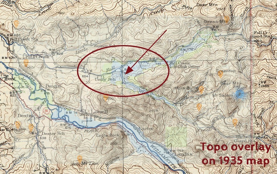 Map overlay for Fall Creek Lake
